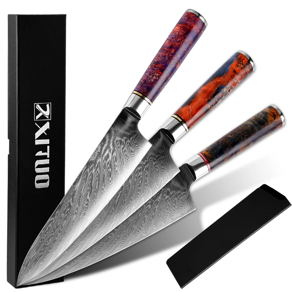

Chef Knife 8 Inch-Stability Solidified Wood Handle Japanese vg10 Super Steel 67-Layer Damascus - Razor Sharp Kitchen Knives Tool