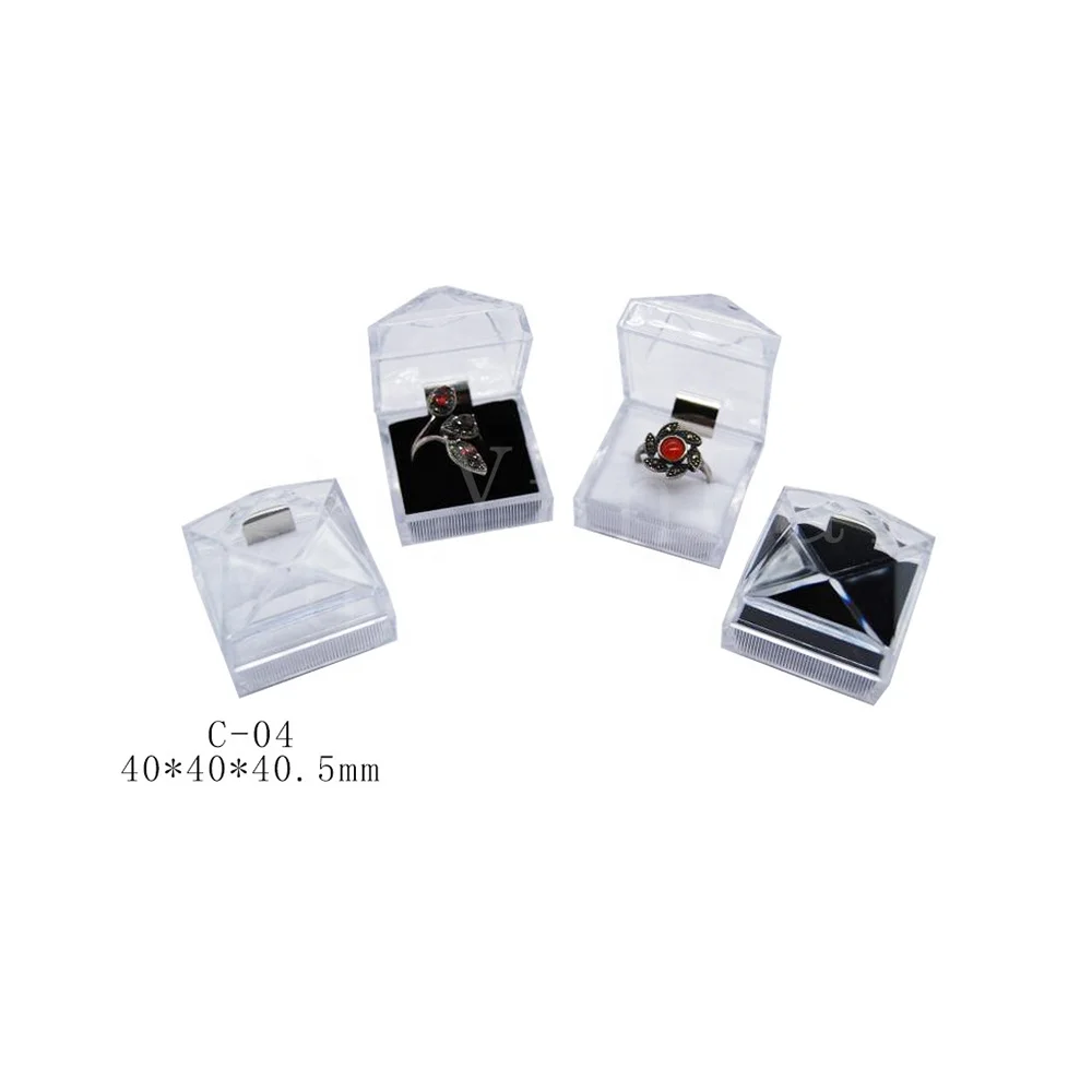

Clear Crystal Acrylic Earrings Ring Jewelry Display Box with Insert, Transparent