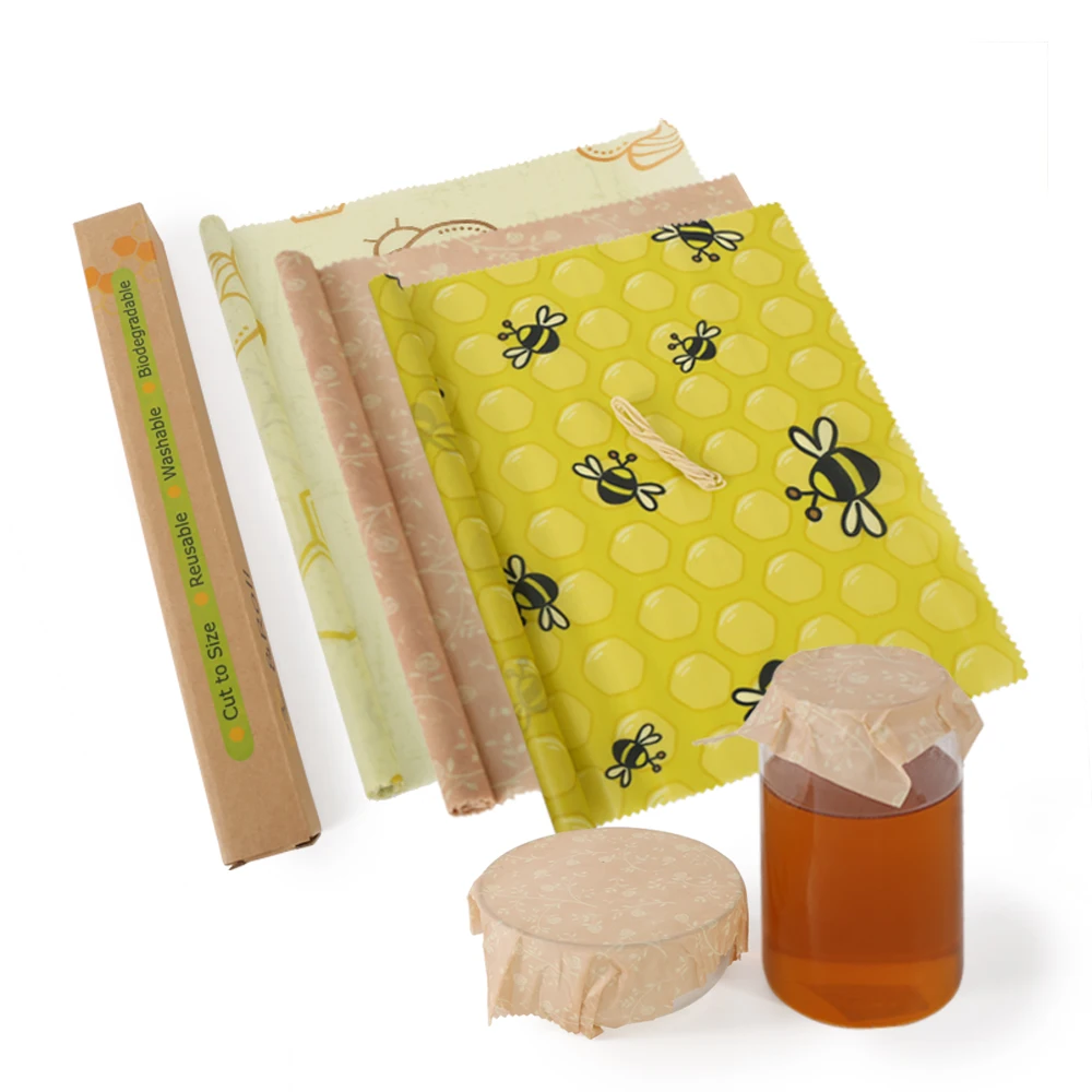 
Direct Factory Customizable Natural Eco-friendly Reusable Organic cotton Beeswax Food Wrap Roll 