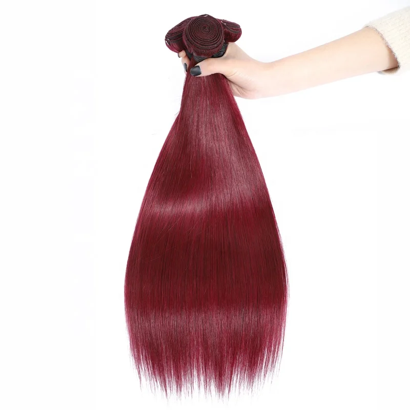 

Mellow Waves 12A Brazilian Virgin Hair 99j Burgundy Straight Hair Weaves Red Wine Color 100% Unprocessed Human Hair Weft Weaves