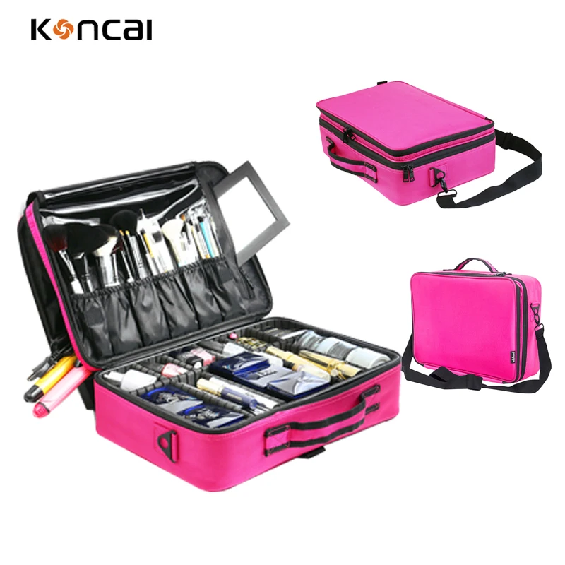 Relavel Makeup Train Case Travel Makeup Bag Cosmetic Organizer Extra Large  Capacity Makeup Case with Adjustable Shoulder Strap and Mirror (super large