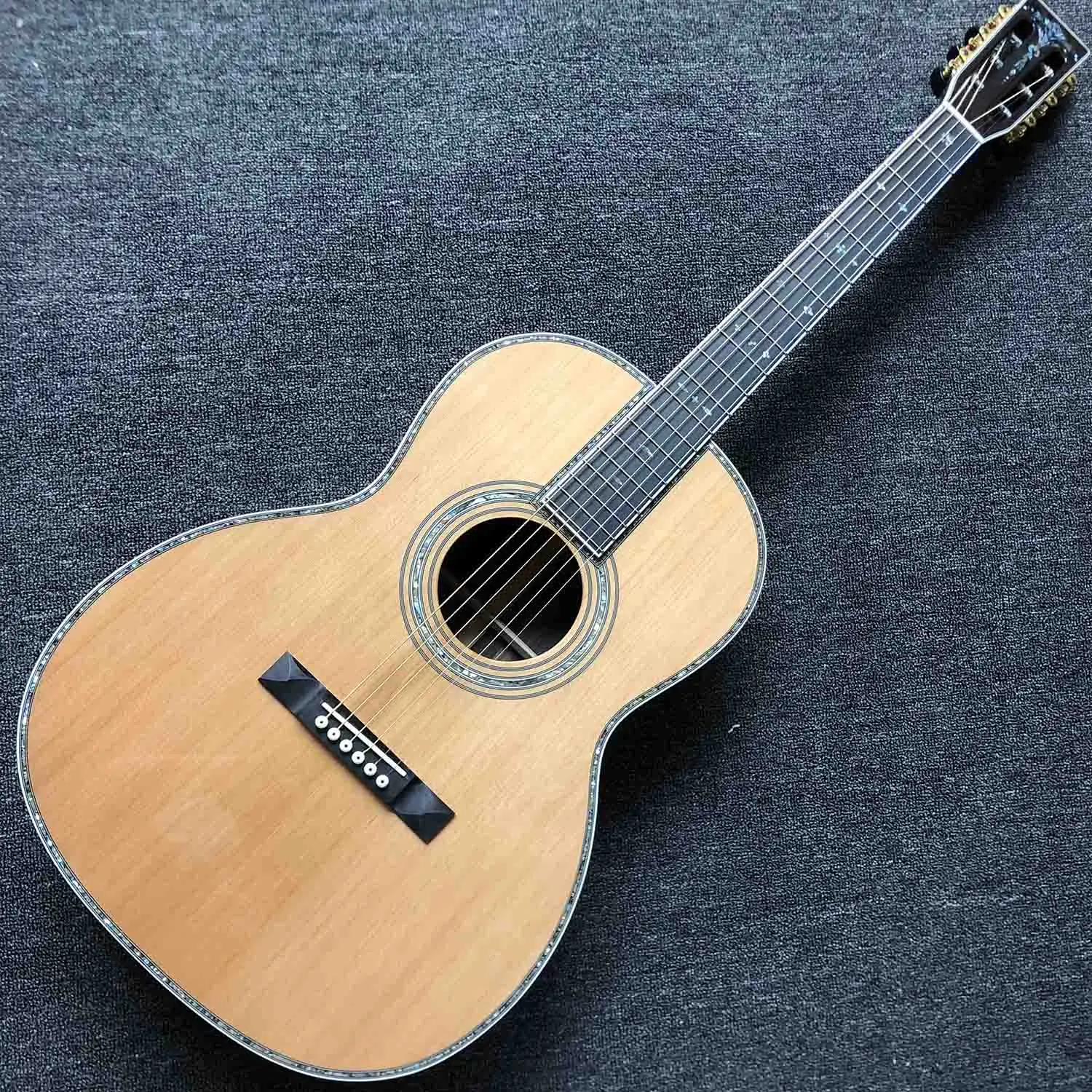 

40 Inch Solid Cedar Abalone Inlays Ebony Fretboard Body Acoustic Guitar with Ebony Fingerboard EMS Free Shipping