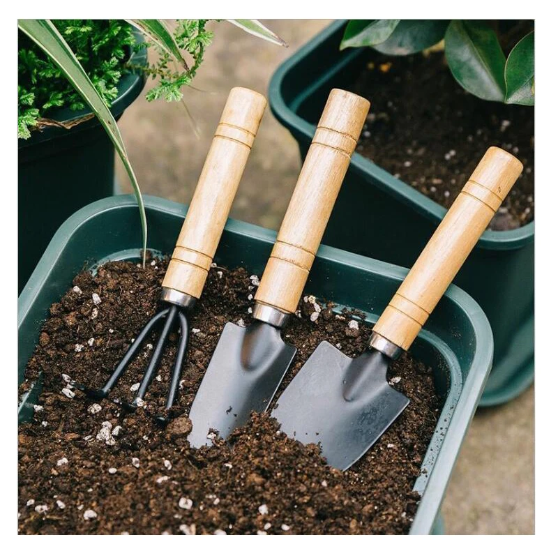 

Mini Gardening Tools Balcony Home Grown Potted Planting Flower Spade Shovel Rake Digging Suits Three Piece Garden Tool H1095, Photo color