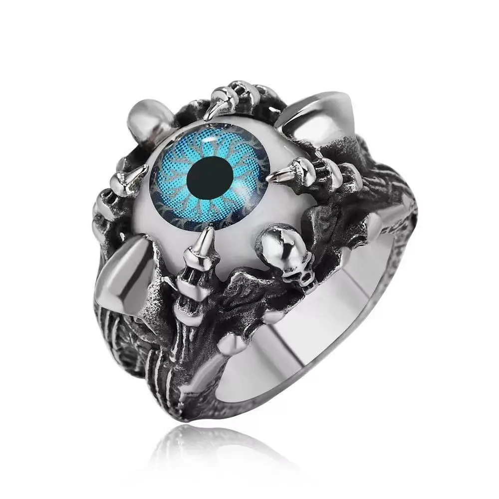 

Personality alternative fashion jewelry wholesale evil spirit skeleton eyes stainless steel ring domineering men's eye ring