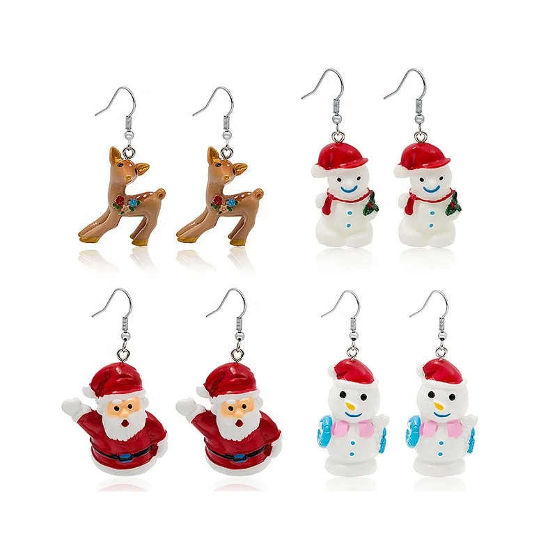 

Christmas New Products Simple Fashion Earrings women Cute Cartoon Elk Christmas Snowman Old Man Earrings Ear Jewelry Wholesale