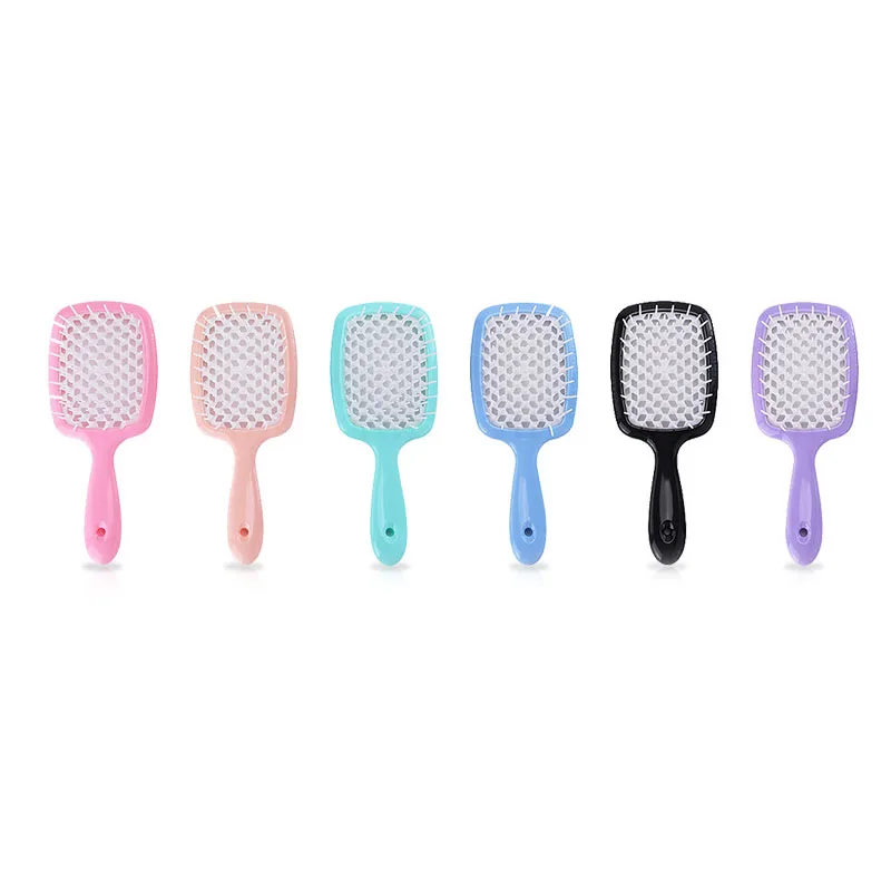 

Amazon hot selling hollow comb wet and dry hair brush detangling mesh vent hollow hair brush, Pink, green,blue,black,purple
