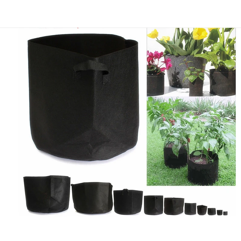 

5 Pack 15 Gallons Heavy Duty Thickened Nonwoven Fabric Pots Grow Bags with Strap Handles Tan, Customized