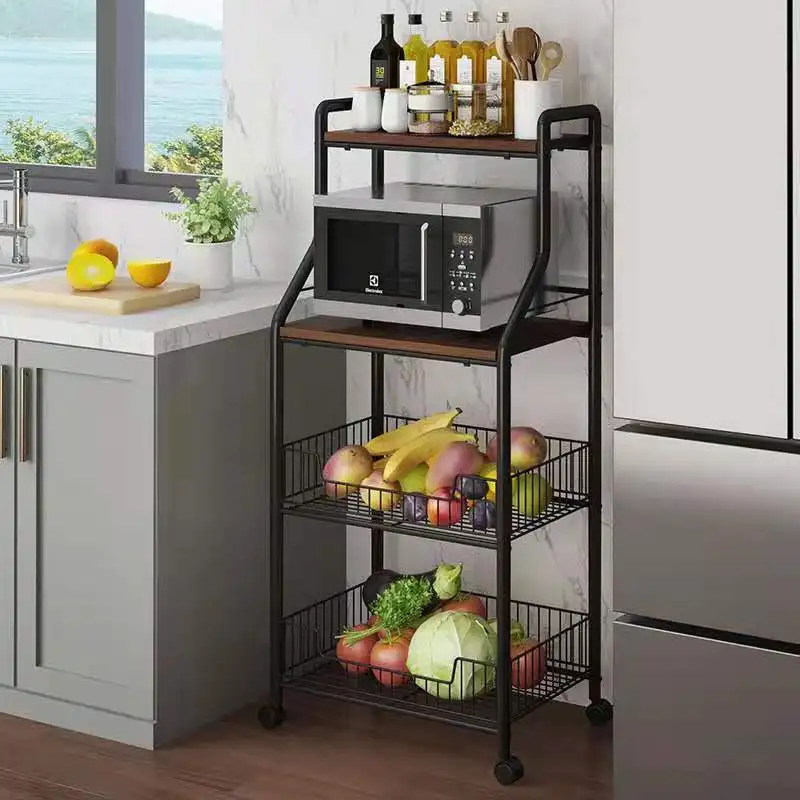

Kitchen Shelf Multi-functional Kitchen Supplies Fruit And Vegetable Storage Shelf Floor Multilayer Microwave Oven Shelf