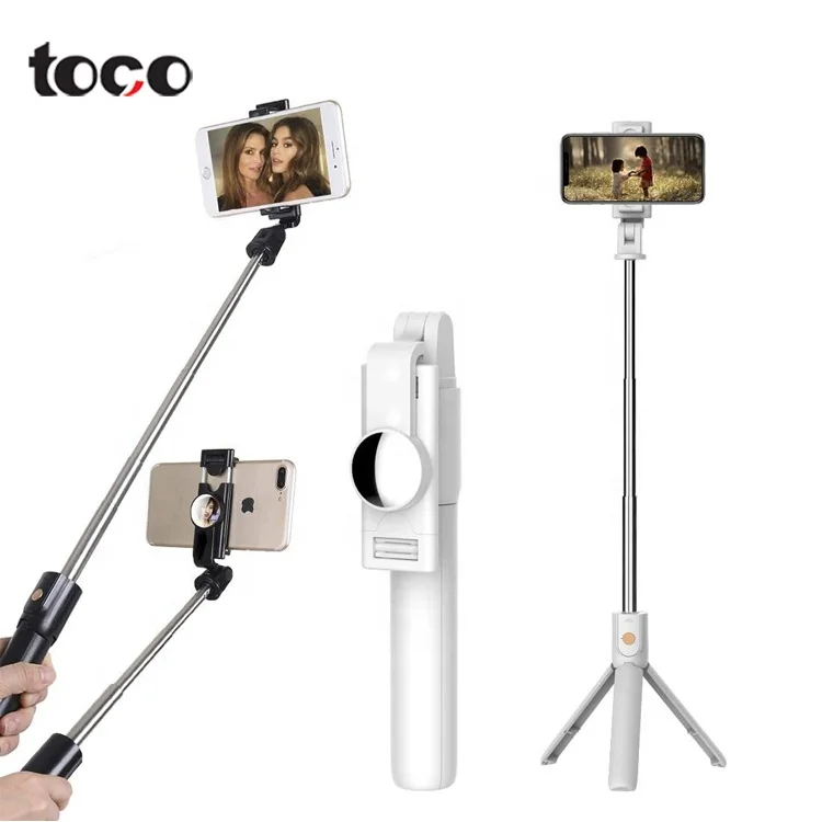 

toco Portable Wireless Bluetooths Control 360 Rotation Tripod extendable selfie stick monopod, Black white other