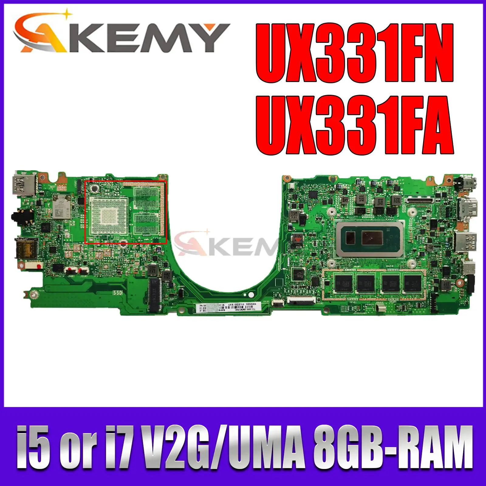 

Mainboard BX331FAL UX331FAL UX331FA UX331FN UX331F Laptop Motherboard I5-8265U I7-8565U V2G/UMA 8GB-RAM