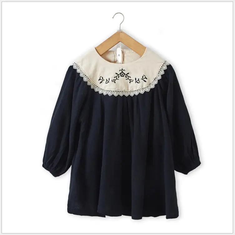 

Embroidery girls' casual dresses children long sleeves skirt kids sweet dress, As picture
