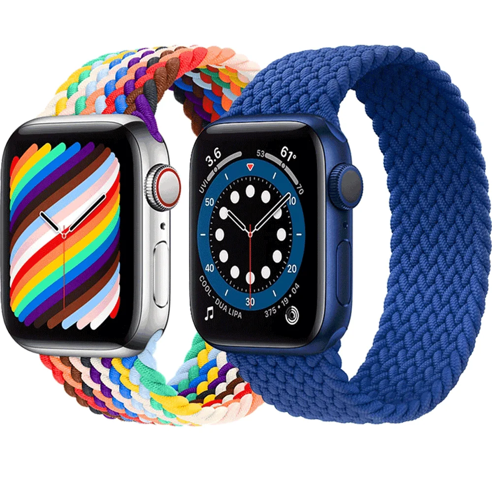 

Factory Wholesale Braided Solo Loop For Apple Watch 6 SE 2020 Band Silicone polyester yarn Bands, 33 colors
