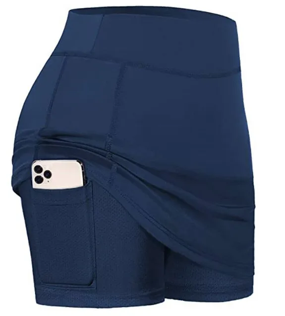 

Women Athletic 90%Polyester 10%Spandex Quick Dry Lightweight Golf Phone Pocket Skort