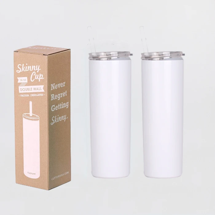 

Wholesale sublimation stainless steel double wall vacuum cup insulated mug 20oz skinny tumbler with straw, Customized