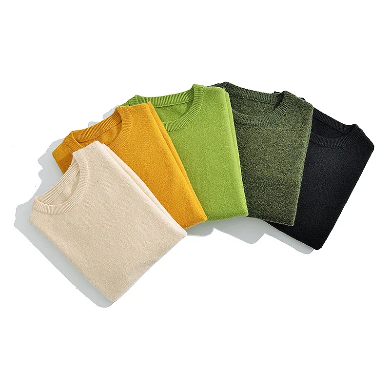 

Factory Custom Men's Fine Flat Knit Crew Neck Unisex Solid Color Sweater, Customized color