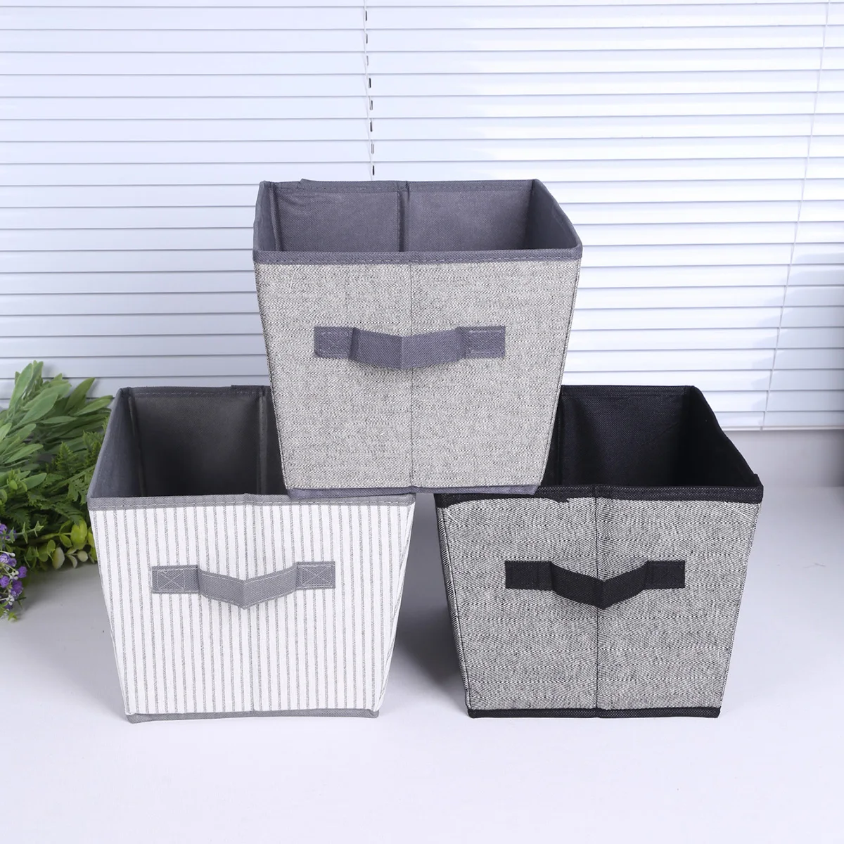 

Non-woven Trapezoid Shape Foldable Storage Box With side handle