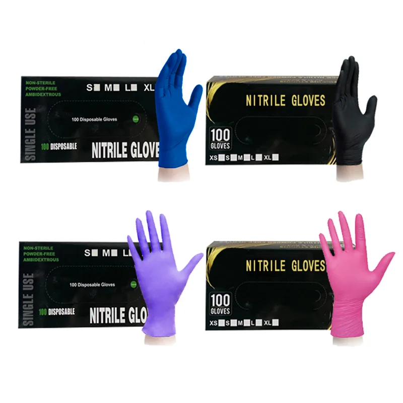 

2023 Best seller Manufacturers beauty salon make up powder free purple blue white pink black tattoo 4mil pure nitrile gloves