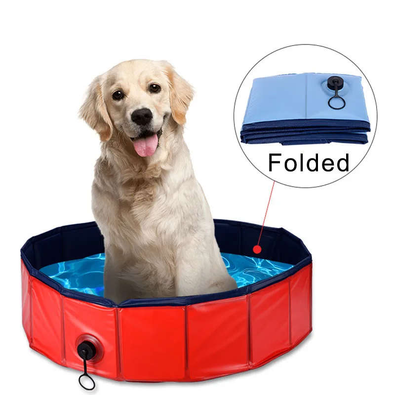 

120 cm PVC foldable MDF red blue foldable pet dog bath pool, Red or blue