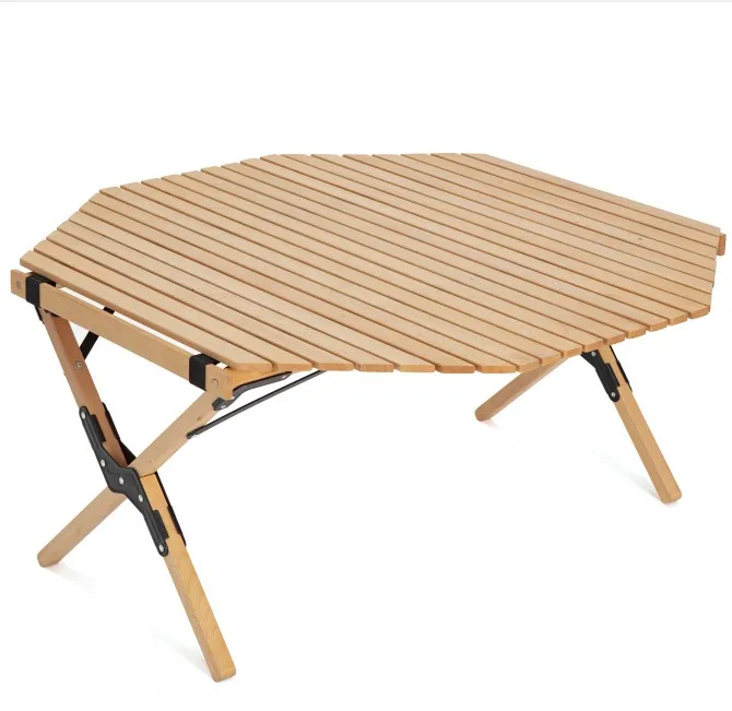
New Style Beech Wood Portable Folding Camping Roll Table 