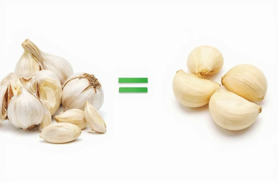 Close-up of minced garlic in measuring spoon showing garlic clove to tablespoon conversion