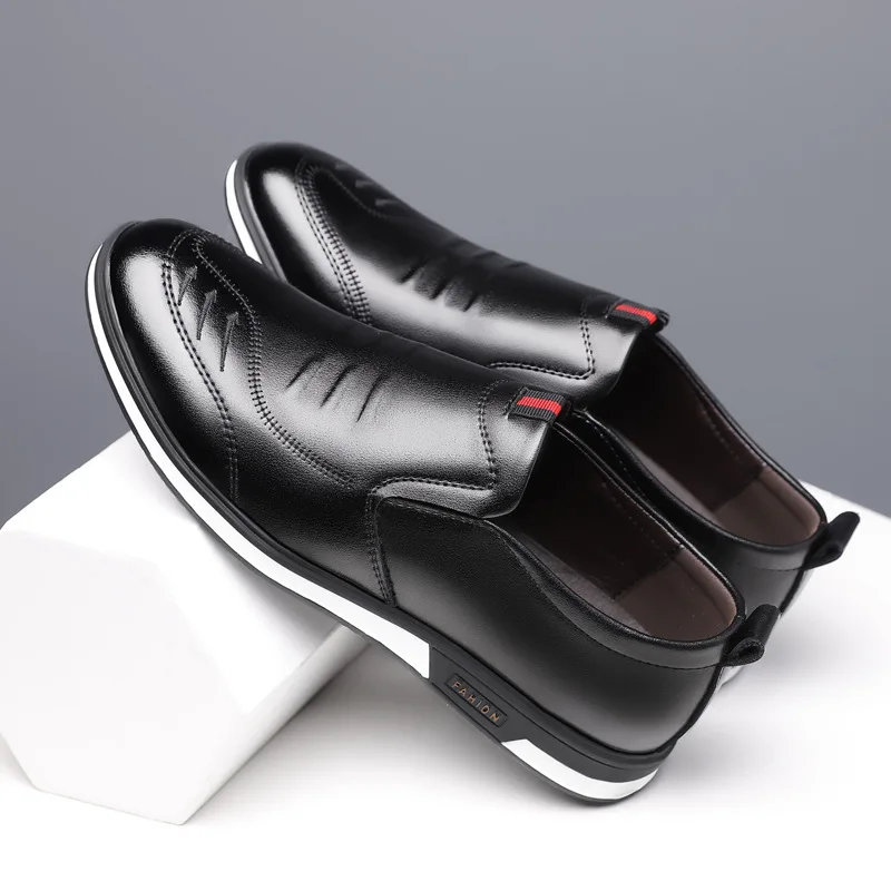 

Fashion genuine leather casual shoes men slip on sneakers anti-slip rubber sole walking style shoes men