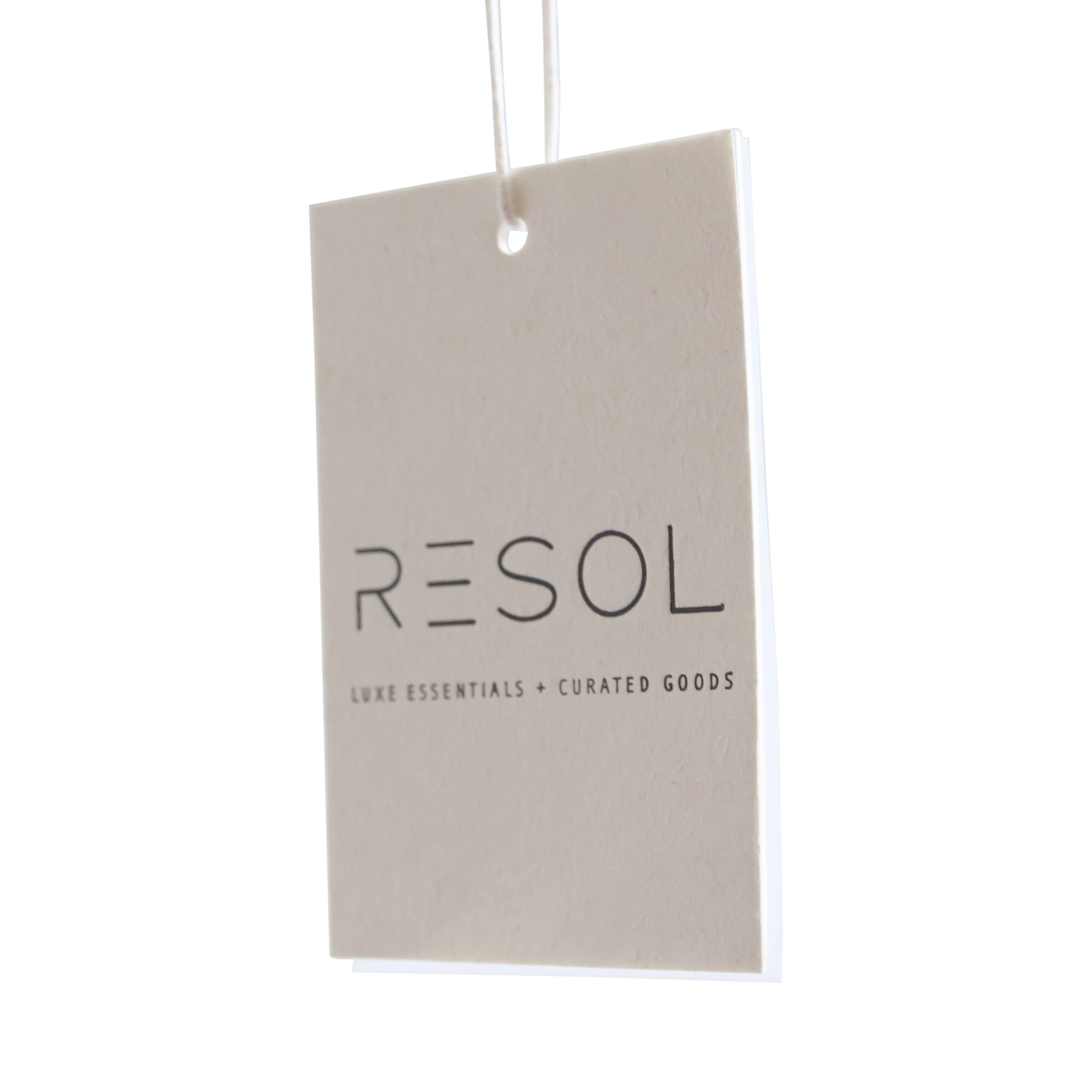 

Luxury Pink Color Jeans Paper Hang Tag With Rose Gold Foil Logo