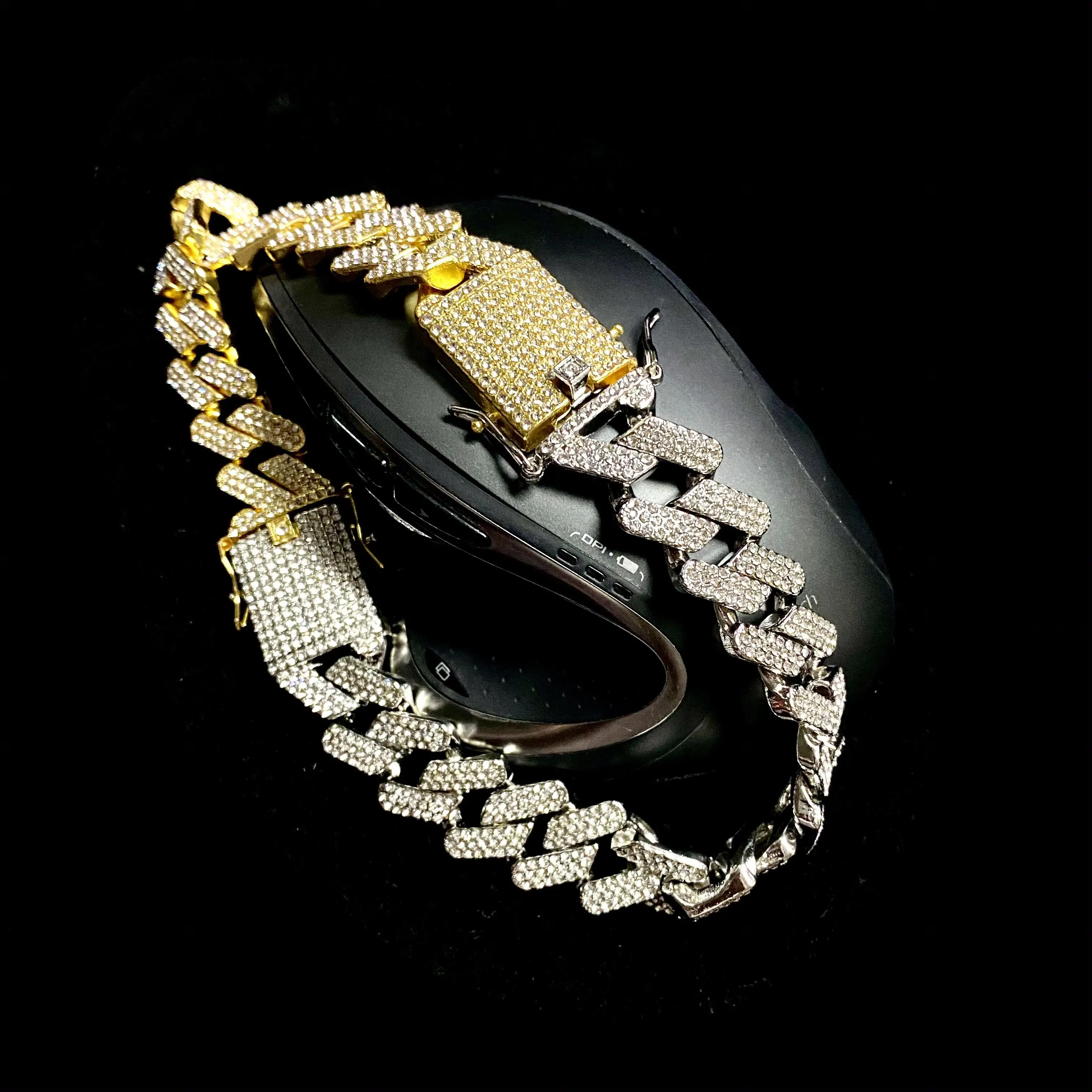 

Width 20mm 3 Layer Diamond Save20% Luxury Choker Cuban Link Chain Silver Iced Out Cuban Link Chain Anklet