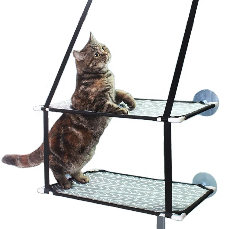 

Secure glass window suction cup double layers pet climbing perch seat sunbathe interactive frame durable bed cat hammock for cat