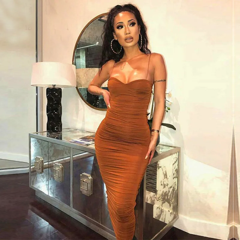 

2020 Fashion Lace-up Beach Suspender Dress V-neck Halter Dress