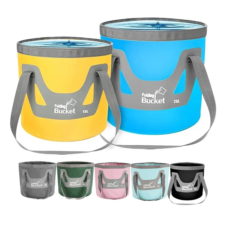 12L 20L 500D Plastic Water Container Storage Bag Portable Collapsible Camping Hiking Boating Fishing Folding Ice Bucket