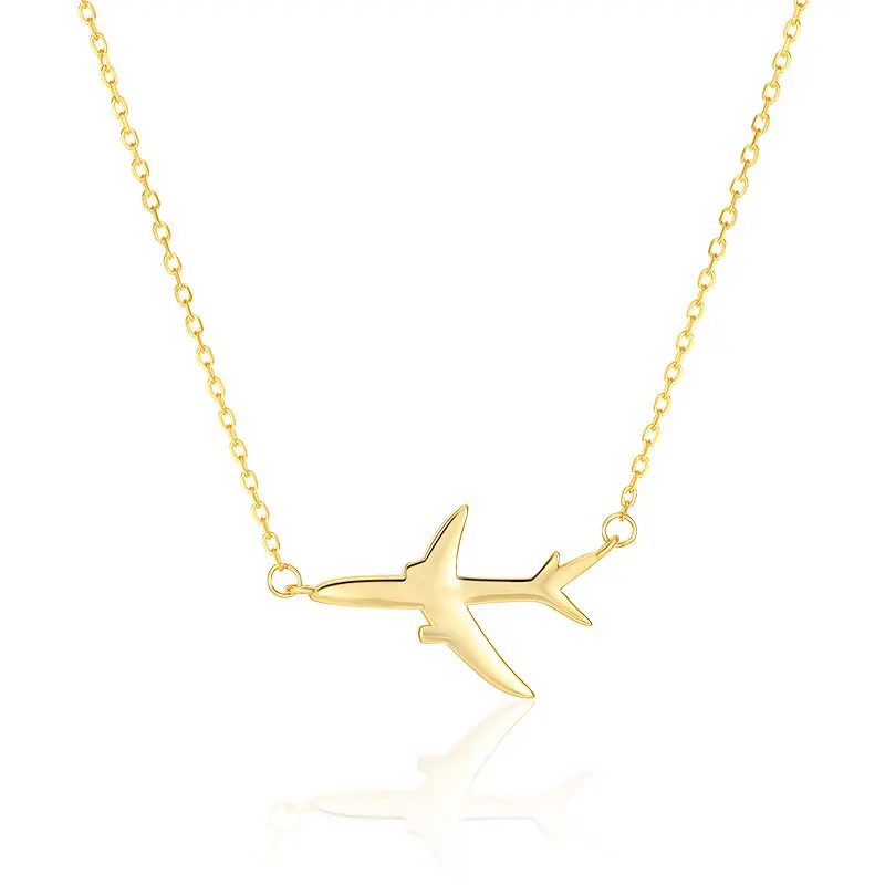 new arrival 18K Gold plated Zircon Airplane wind zircon Sterling silver pendant necklace womens