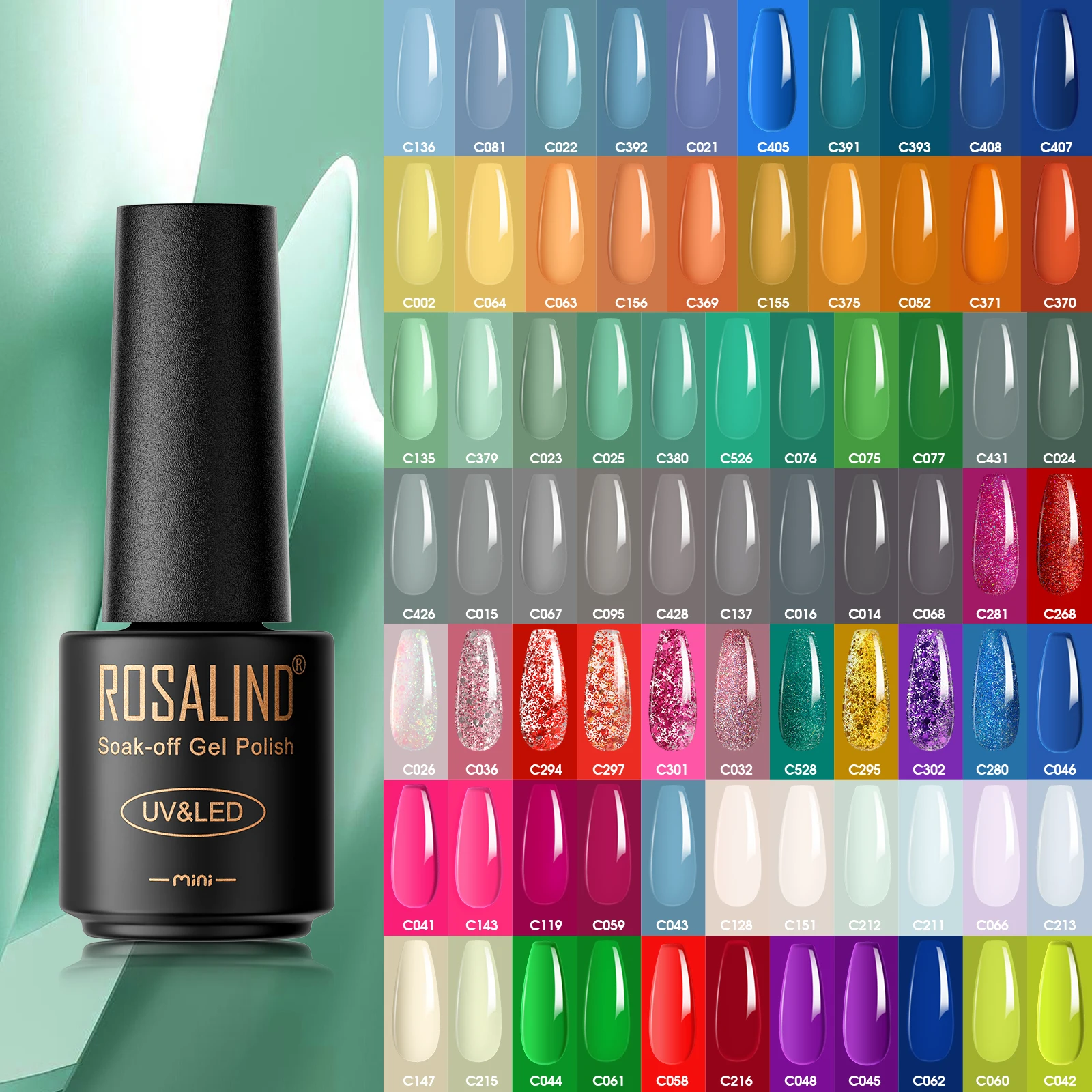 

Rosalind nails art products 5ml soak off colors gel varnish nail lacquer oem custom logo uv led lamp gel polish for wholesale