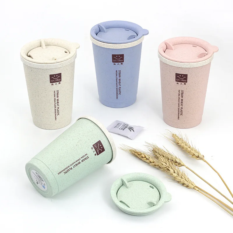 

Portable Small Reusable Coffee Cup Eco Friendly Travel Wheat Straw Custom Mugs, Blue/green/pink/custom colors