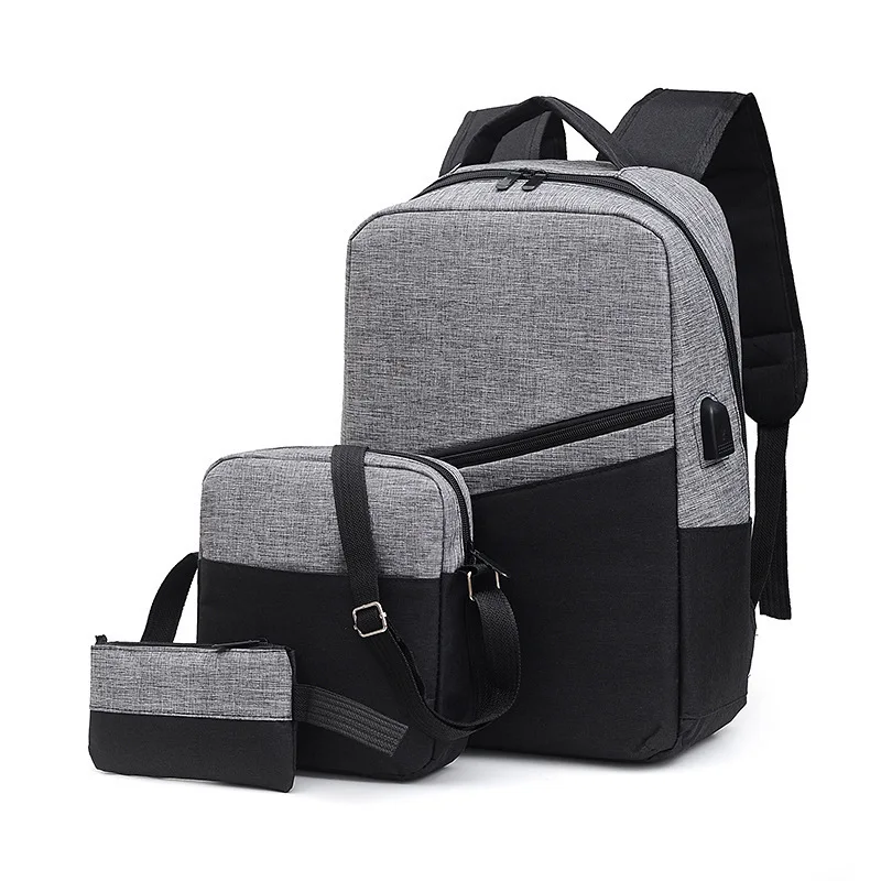 

Three piece backpack men's business computer bag high capacity backpack junior high school simple college student schoolbag, Customizable