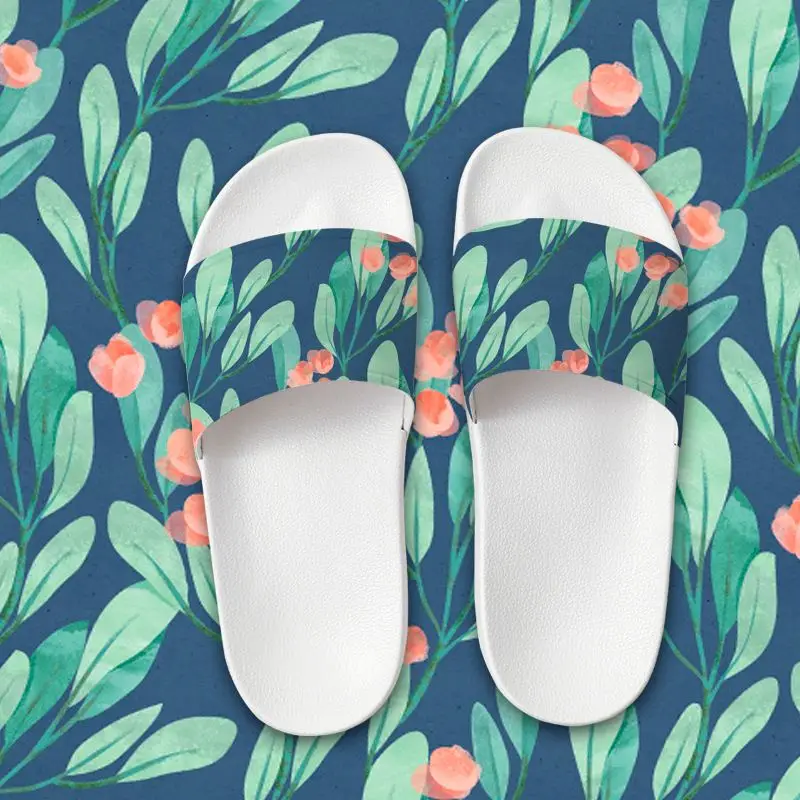 

Outdoor indoor beach fashion lady printing slippers custom logo emboss slides for women