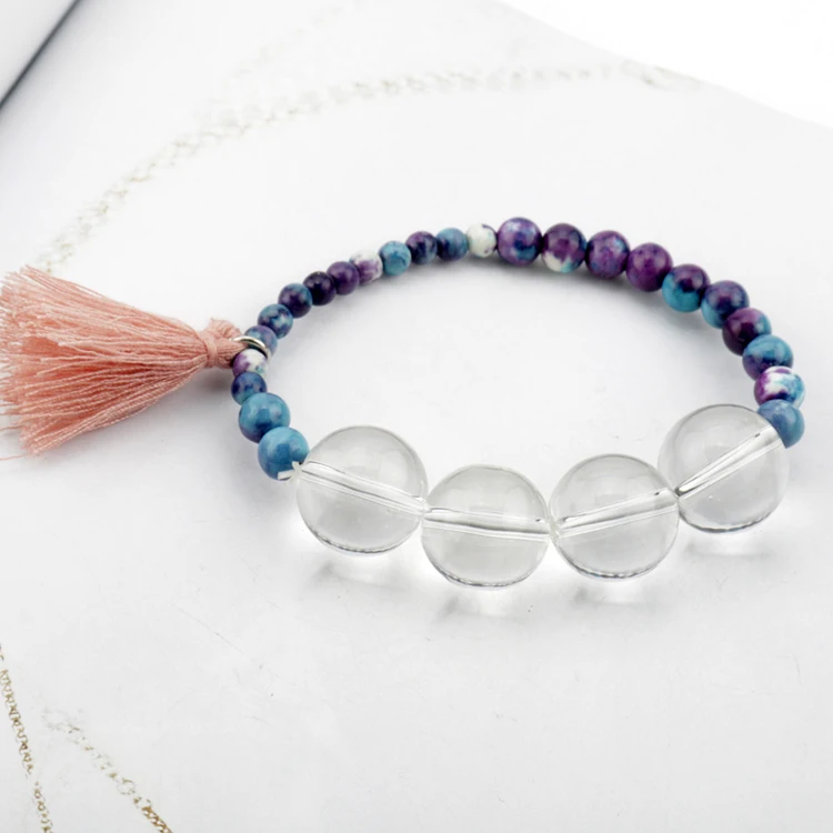 

Simple Beads Chain Stone Tassel Bracelet for Women Girls, As the picture