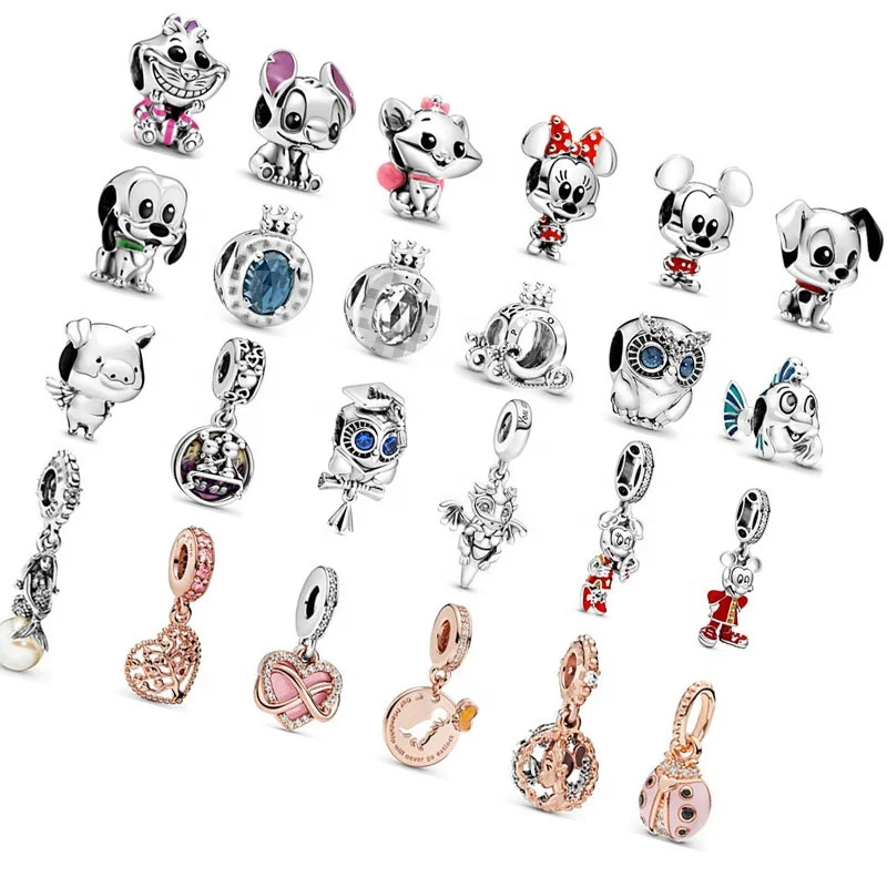 

Thailand Factory Dis ney Mickey Minnie Series Amulet DIY Original LOGO 925 Sterling Silver Bracelet Charm for Pan dora