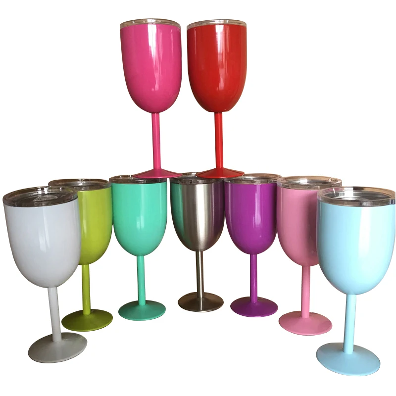 

304 Stainless Steel Vacuum Wine Glass Customized 10oz U-Shaped Double Wall Vacuum Insulation Goblet Wine Cup