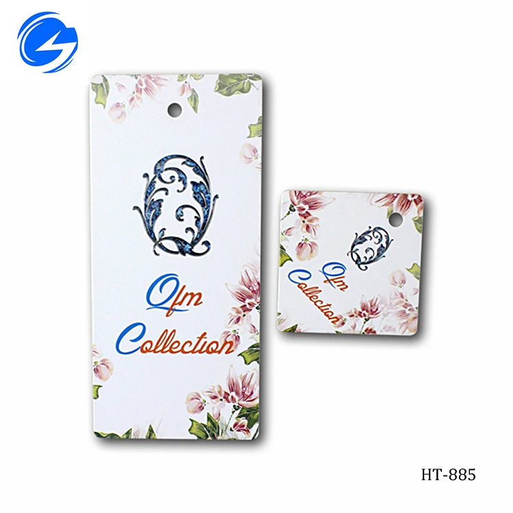 
T shirt custom logo colorful paper decal printing string garment hang tag string paper hang tag clothing hang tag 