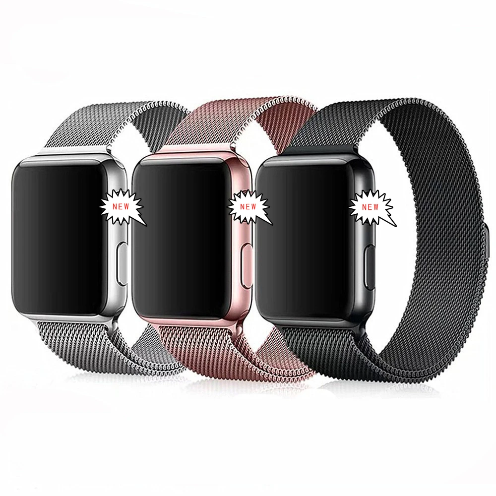 

Milanese Loop Stainless Steel Watch Strap For iWatch Series 7/6/SE/5/4 For Apple Watch 44mm/41mm/45mm/38mm/T500/W26, Multi color