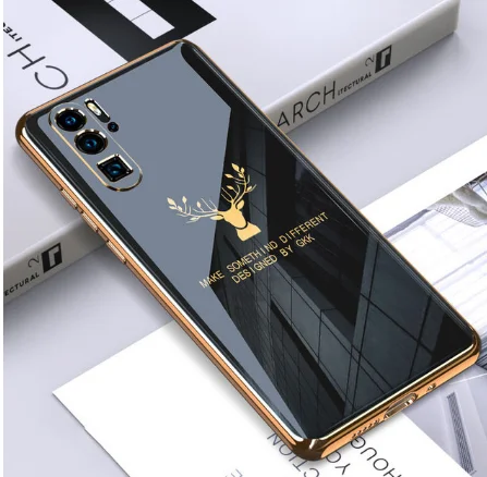 

Fashion Luxury Plating Case For Huawei P20 P30 P40 Lite Mate 10 20 30 Honor 20 pro 9X Nova 5t 3i 6 7 Elk Deer Soft Phone case