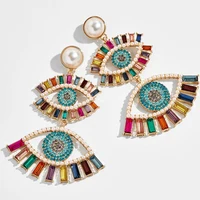 

Barlaycs 2020 Fashion Vintage Cute Rainbow Crystal Rhinestone Pearl Red Heart Seed Beaded Eye Drop Earrings for Women Jewelry