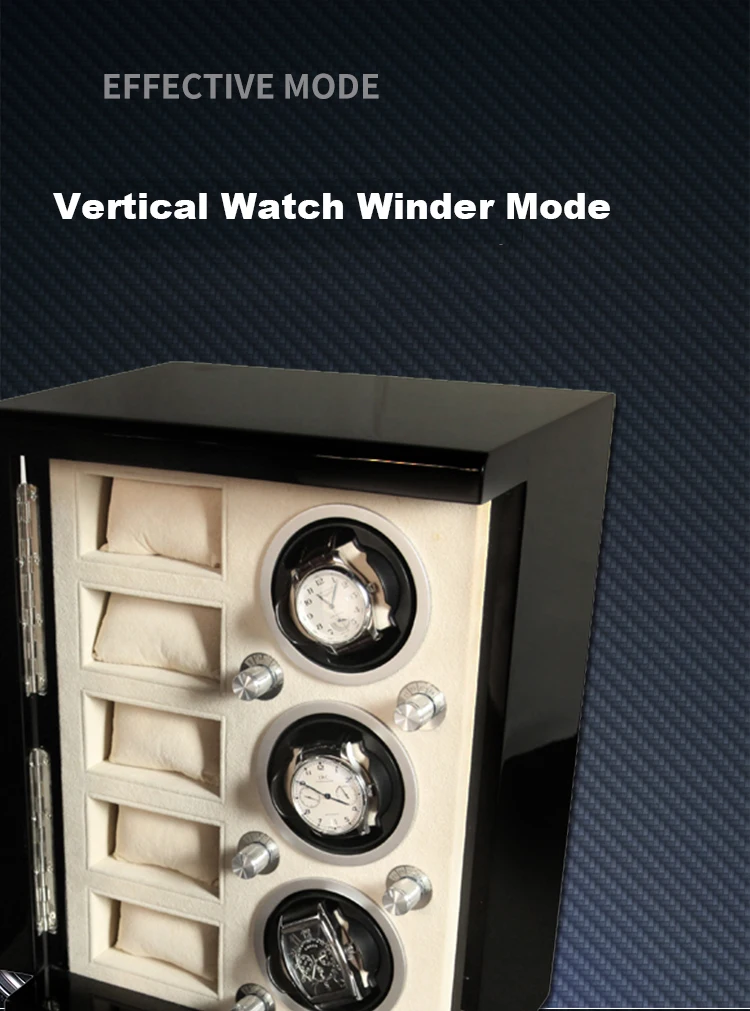 Black Wood Mabuchi Motor 8 Slots Automatic Watch Winder With Drawer