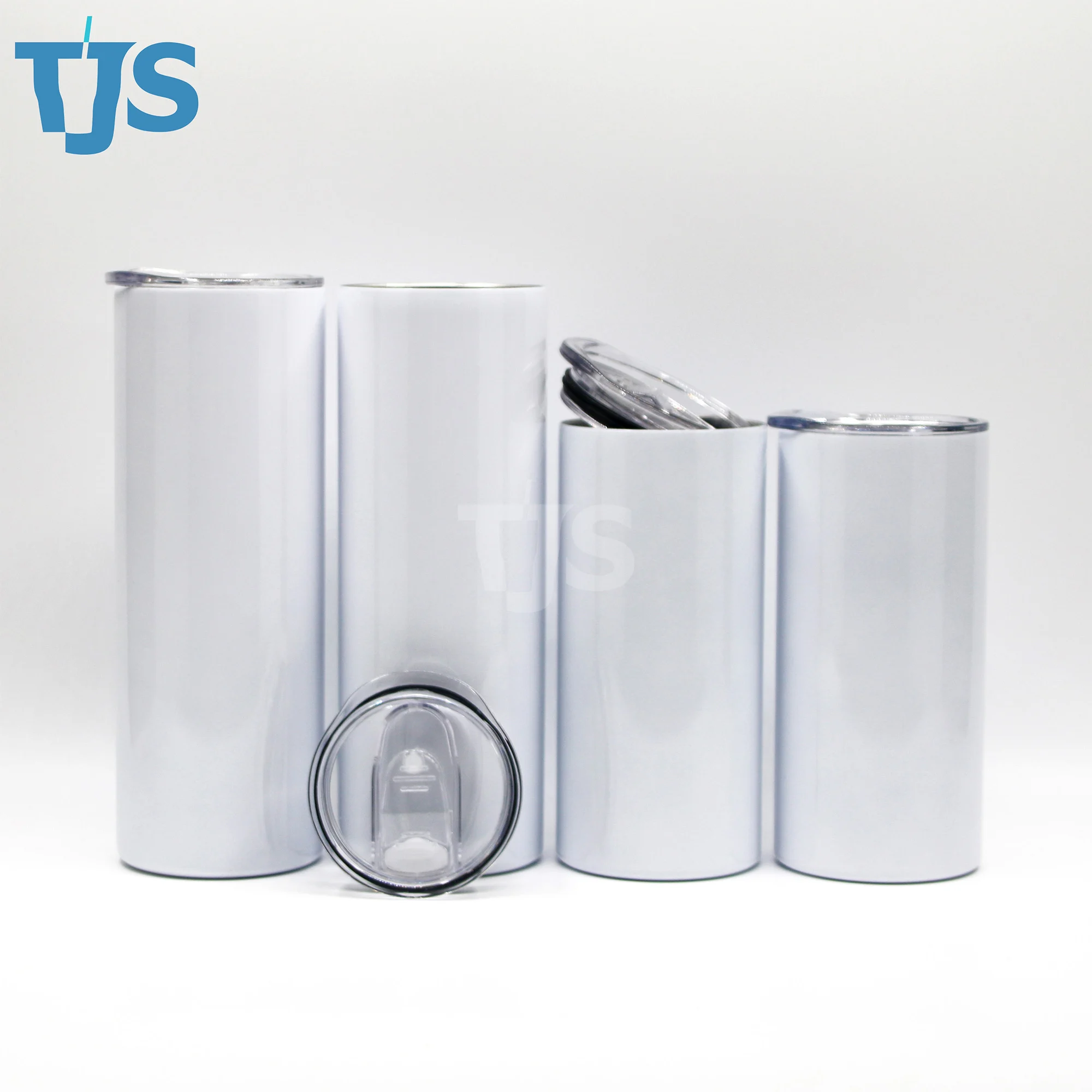 

TJS HOT 20oz sublimation stainless steel tumbler white straight skinny tumbler double wall insulation mugs with lids and straws