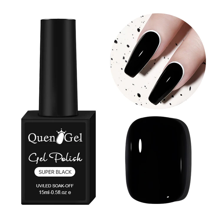 

Quengel super black white gel polish suppliers wholesale 15ml nail art oem soak off private label color uv nail gel polish