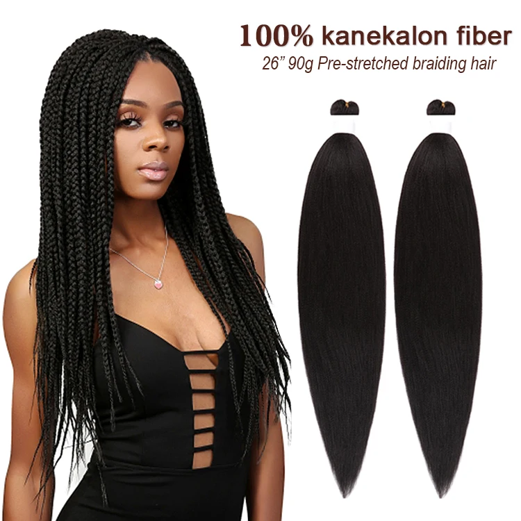 

100% Kanekalon Private label Pre-Stretach Prestretched Pre Stretched Braid Braiding Hair Wholesale Synthetic Hair Extension, Accept customized colors