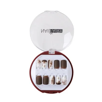 

Wholesale Circular box 30pcs/Box press on nails pure color artificial fingernails custom design fake nails set