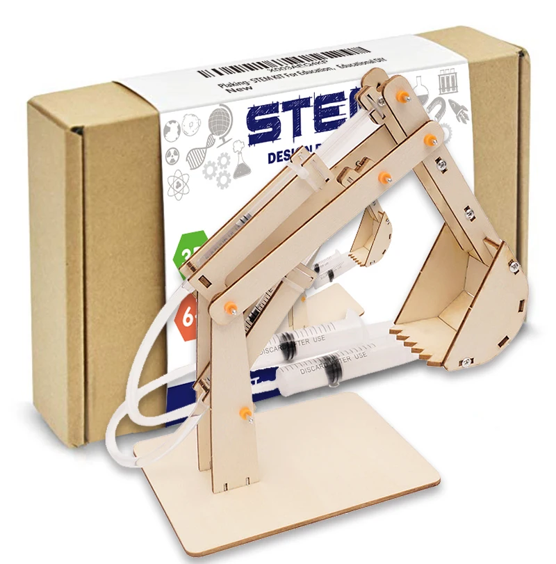 

STEM DIY 3D wooden hydraulic excavator Physical Learning Toy Science Experiments Kits,STEM Learning Sets