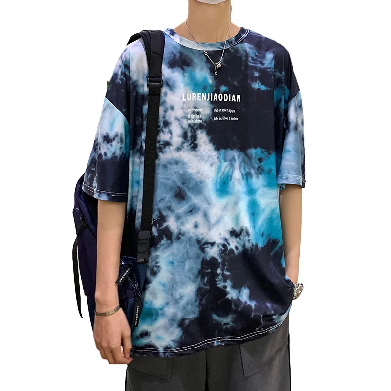 

2020 fashion graphic t-shirt 100% cotton tie dye customize printing and embroidered