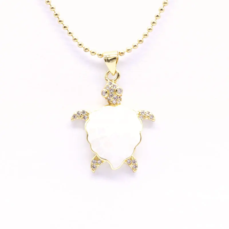 

2021 Fashion 18k Gold Plated Animal Tortoise Colorful Pendant Necklace For Girl, Multi-colors